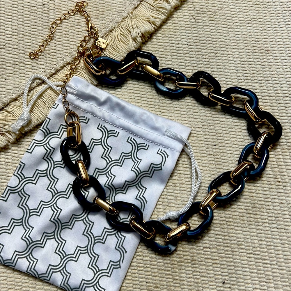 Park Lane chunky blue and gold statement necklace